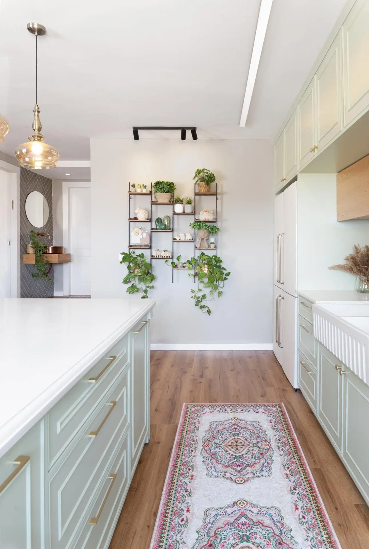 mint green kitchen cabinets